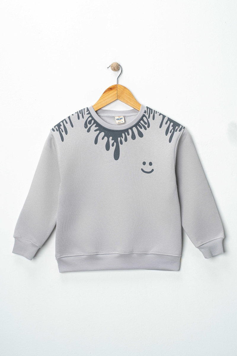 GÜLEN YÜZ DETAYLI 3 İP ERKEK SWEAT   5-8 YAŞ 4 ADET