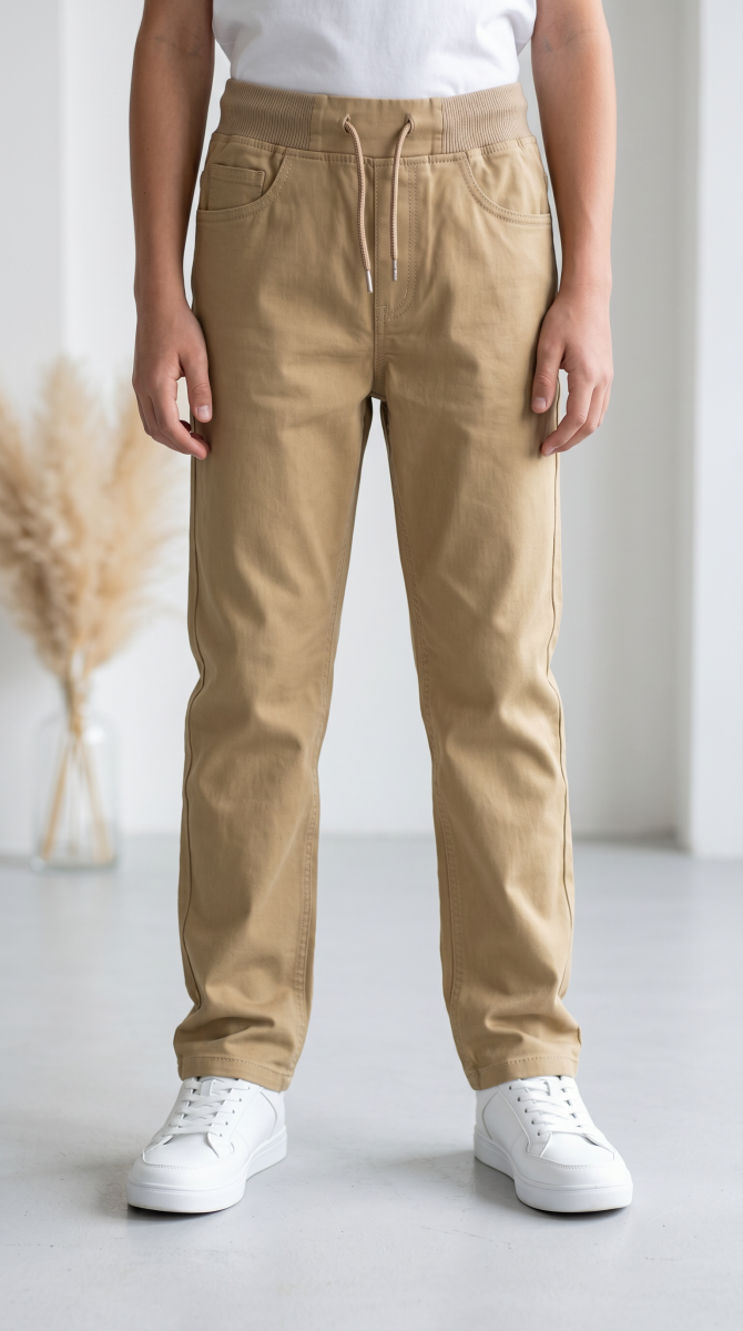 6170 KETEN DÜZ PAÇA BEJ OKUL PANT. 6-10 YAŞ 6 ADET