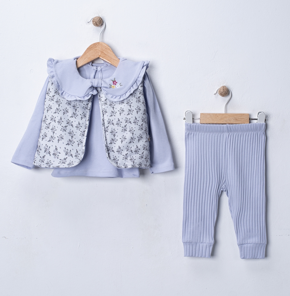 163 YELEĞİ ÇİCEK BASKILI  KIZ TAKIM 3-12 AY 4 ADET