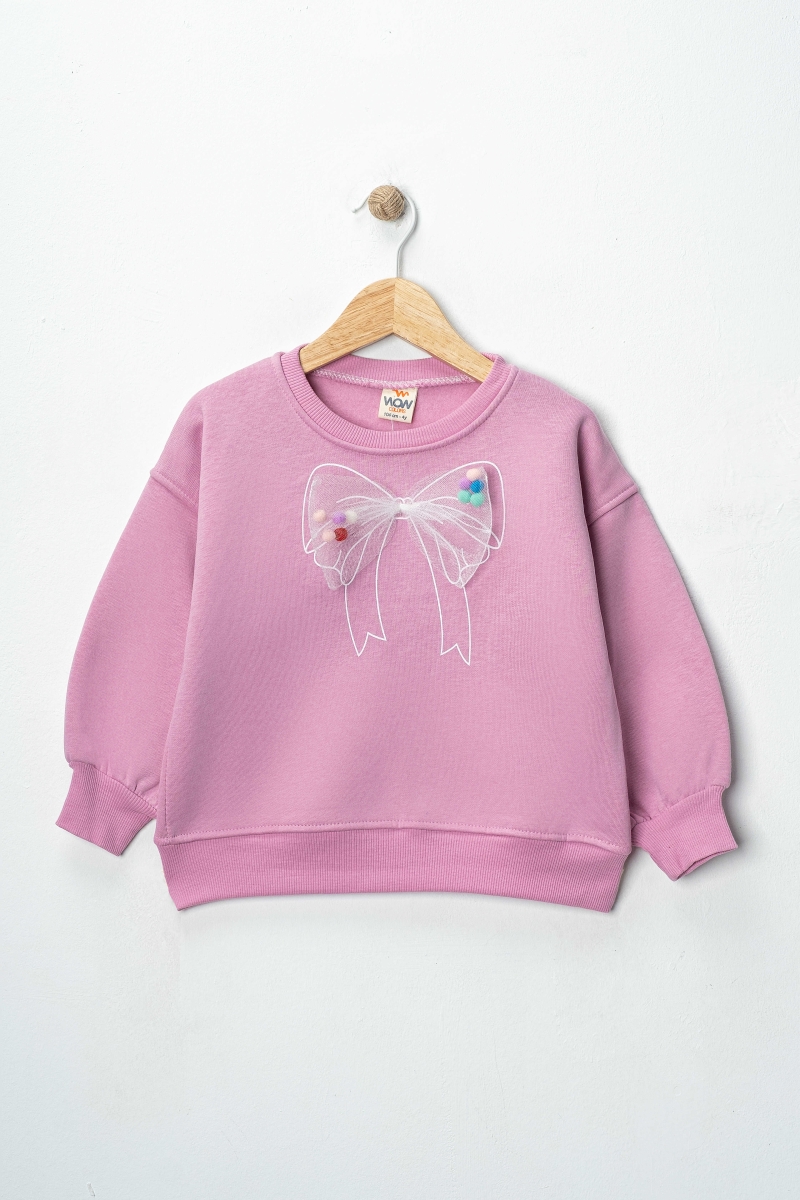 3 İP KIZ FİYONK DETAYLI SWEAT 1-4 YAŞ 4 ADET