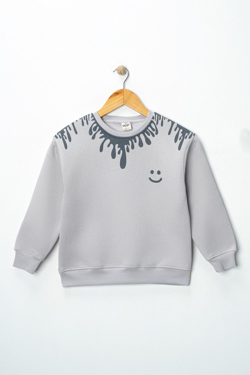GÜLEN YÜZ DETAYLI 3 İP ERKEK SWEAT   5-8 YAŞ 4 ADET